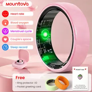 #6-#11 Pink White & Black Ceramic Smart Rings for Women & Men,Waterproof Wearable Fitness Trackers,Heart Rate,Stress & Cycle Monitor,Sleep Tracker, IP68 Waterproof,5-7 Day Battery, iOS & Android Compatible with Charging Case,Couple Gift