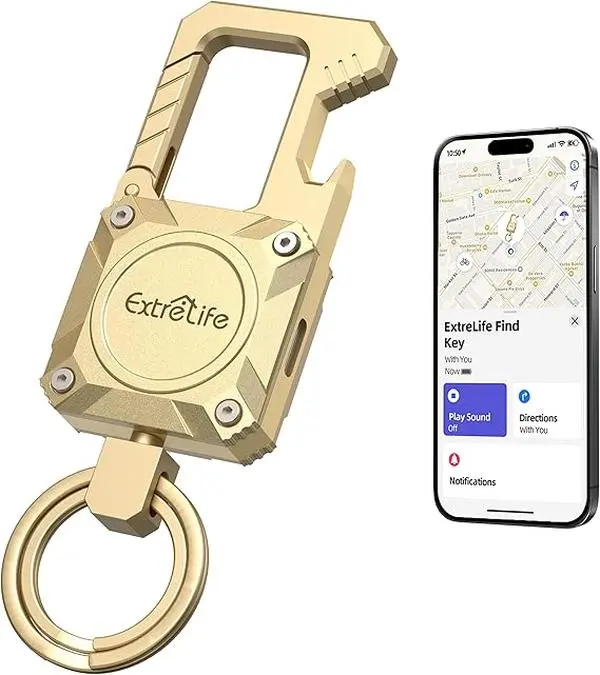 Keychain Works with iPhone Find My Heavy Duty Key Chain Bottle Opener Carabiner Car Key Chains with GPS Tracker Key Finder Bluetooth Tracker Metal Steel  Travel Gadgets Handy SummerWins