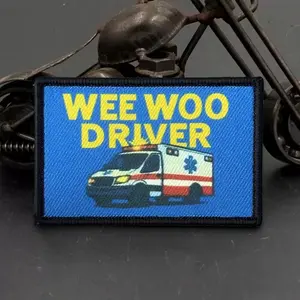 WEE WOO DRWER Tactical Patches Funny Ambulance Hook&Loop Patch Military Badge Armband Backpack Stickers