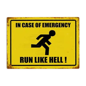 RUN LIKE HELL Funny Retro Vintage Metal Tin Sign Wall Plaque Warning Novelty Deoration Man Cave Sign Poster 8x12 Inch