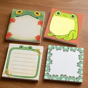 Cute Frog Sticky Notes Set - 4 Pack, 50 Sheets/Pad, 3x3 Inch Kawaii Animal Memo Pads. Fun Desk Accessories & Aesthetic Stationery Gift for Planners, Teachers, and Coworkers