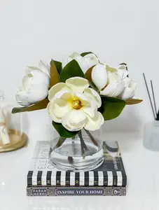 Premium Real Touch White/Cream Magnolia Arrangement