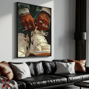 Sneakerhead Art Print, Black Man Wall Art, Printable Sneaker Poster, Hypebeast Male Decor, Sneaker Artwork - No Frame