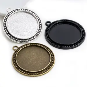 5pcs/Lot 30mm Inner Size 3 Fashion Colors Plated Classic Style Cabochon Base Setting Charms Pendant Tray