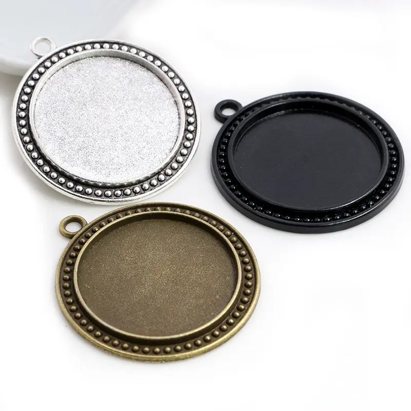 5pcs/Lot 30mm Inner Size 3 Fashion Colors Plated Classic Style Cabochon Base Setting Charms Pendant Tray