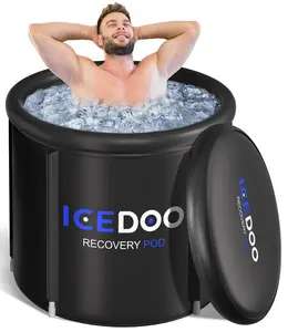 119 Gal Portable Inflatable Ice Bath Tub for Athletes,Multiple Layered Cold Plunge Tub with Cover,Ice Plunge Tub for Cold Water Therapy,Portable Ice Bath for Home,Courtyard and Outdoor  Cleaning