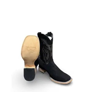 Men's Black Suede Leather Western Boots Men's Black Suede Leather Western Boots