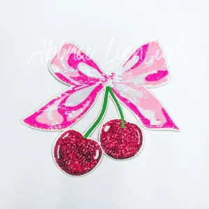 Sequins Cherry Bow Iron On Patch for Women’s Shirt Sweatshirts