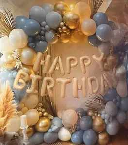 Party Balloons Balloon Arch Kit 85 pcs with Happy Birthday Letter Balloons for Birthday Decorations Gold & Blue Balloons