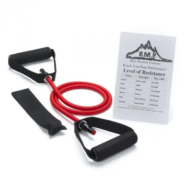 212 MAIN Red Resistance Band, Latex-Free Rubber Exercise Accessory with 25-30 lbs Light Resistance for Pilates and Muscle Toning, Gym, Portable, Strength Training Equipment, Physical Therapy, Compact, Door Anchor, Unisex, Light Duty, General Health And Fi