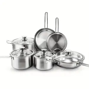 10 Pieces Stainless Steel Pots And Pans Set