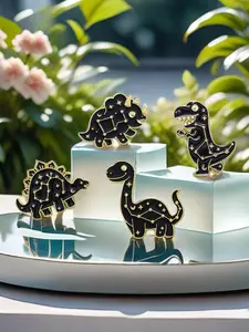 Cute Cartoon Dinosaur Design Brooch (4pcs/set), Animal Print Alloy Badge for Clothes Backpack Hat, Fashion Accessories for Women & Men