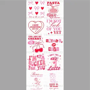 DTF Gang Sheet - Pre-made Valentines Day Design with Heart and Cherry Graphics, Ideal for Expressing Love and Affection