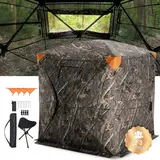 【Fallpicks】VEVOR Hunting Blind - 2-3 Person Pop Up Field Gear, Versatile Deer Hunter Accessory, Comprehensive Visibility See-Through Design, 3 Horizontal Windows, Resilient Fabric, Portable Tent, Corner View, Carry-Bag Included for Turkey/Deer Hunt,techvi
