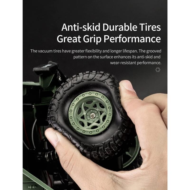 Military Truck 2.4Ghz Off-Road Remote Control Car RC 4WD Truck for ATVs, Children's Day Ideal Gift for Boys (Green)