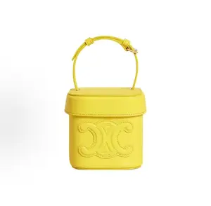 Pre-owned Celine leather Tote Bags Box Triomphe Mini Bag | Lemon Yellow | Spring/Summer Must Have