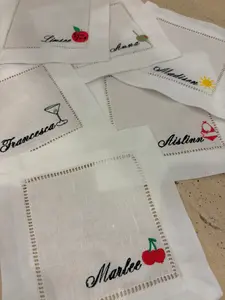 set of 4 custom cocktail napkins