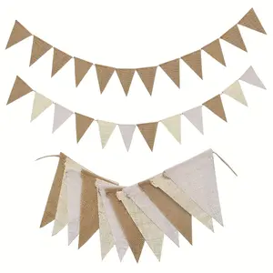 Gradient Burlap Banners with Colorful Flags - Suitable for Birthday Parties, Classrooms, Schools, Carnivals, Outdoor Events, Large Gatherings, Graduations, Wedding Celebrations, Garden, Wall Decorations