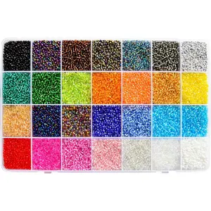 26000PCS 2mm Glass Seed Beads Kit – 28 Assorted Colors Small Beads Set for Jewelry Making, DIY Bracelets, Necklaces, Earrings, Craft Projects