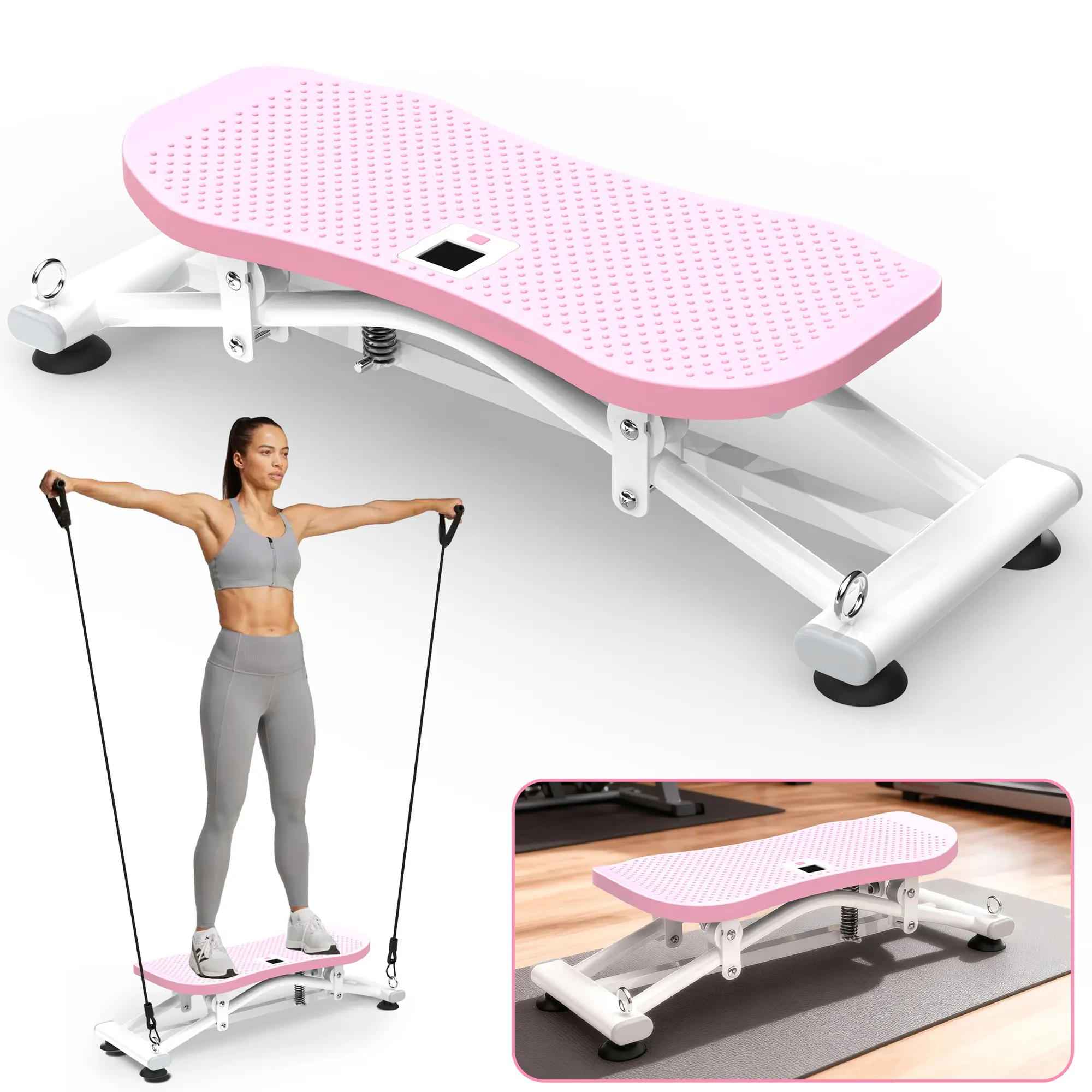 SAVEYOUR Sliding Ski Machine, Indoor Core Trainer with Resistance Bands & Non-Slip Rubber Base for At-Home Full-Body Cardio and Strength Training, Core Training Machine, Work Out Equipment