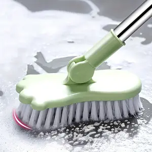 120cm Long Handle Scrub Brush with Rotating Head, Adjustable Pole, Floor Cleaning Brush for Bathroom, Kitchen, Deck, Area