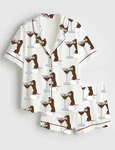 Dachshund Teeni Weeni Pajama Espresso Martini Pajama Set, Christmas Sleepwear Gifts For Her Dog, Nightwear Pajama Dachshund