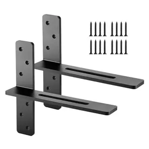 VEVOR T Shelf Brackets 2 Pcs, 200 lbs/90 kg Weight Capacity, 16x2.89x12 in/ 406.4x73.5x304.8 mm, Solid Steel Heavy Duty Brackets for Shelves, Countertop Support Floating Bracket Hardware with Screws