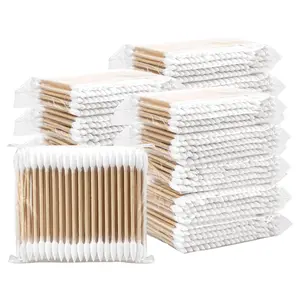 2500 Pieces Wooden Cotton Swabs, Double Pointed Cotton Buds (25 Packs, 100 Pieces 1 Pack)