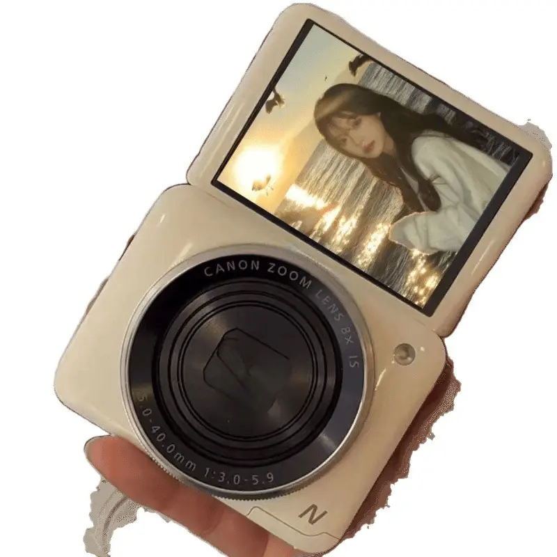 Retro HD CCD Point & Shoot Digital Camera - White-128g High Speed, HD Pixels, Dual-Camera with Rear Lens, Compact Portable, Student-Focused Device for Campus, Outdoor Use, Novice, Students