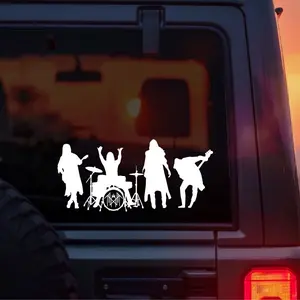 Sleep Token Band Performance Silhouette Vinyl Decal – Vessel, II, III & IV Playing Instruments Decal – Live Concert Inspired Alternative Metal Car Window Laptop Tumbler Decal – Dark Aesthetic Music Fandom Gift