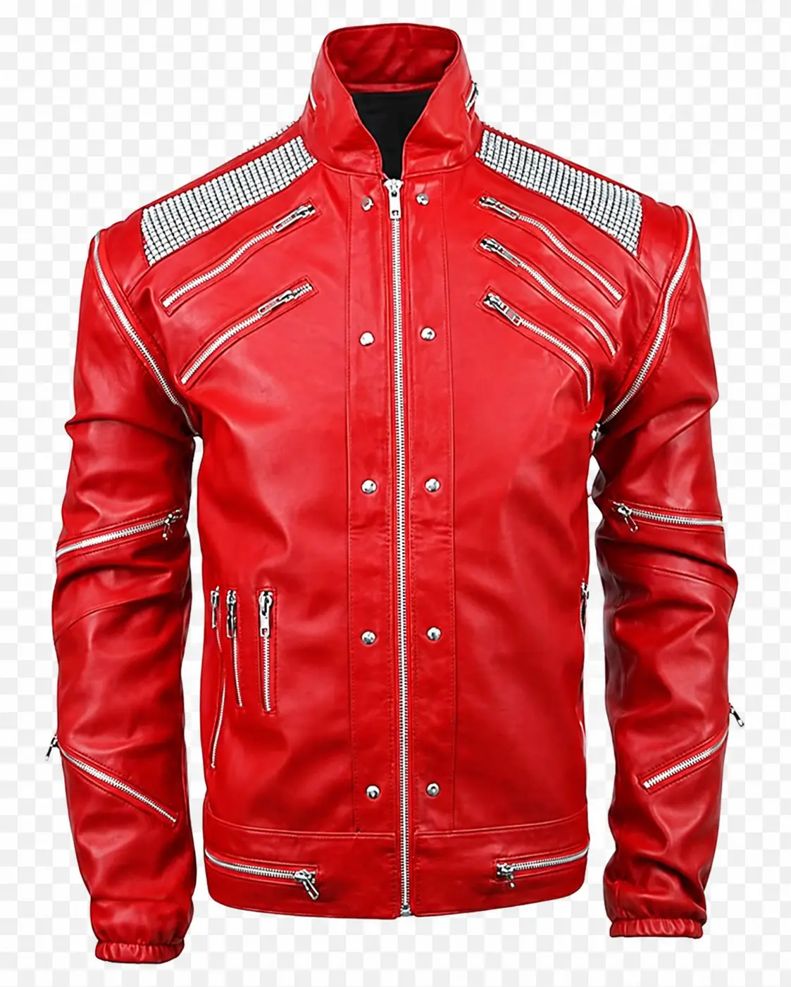 Men's MJ Beat It Red Leather Coat, Menswear Stylish Fashion Top, Classic Outerwear for Casual Wear