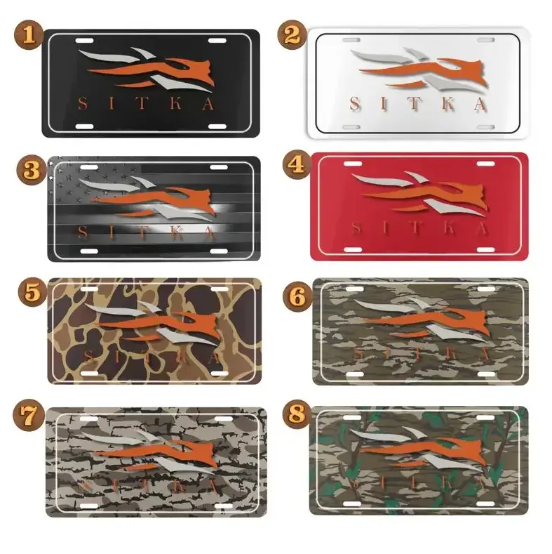 [Sitka Hunting Logo, Duck Hunter, American Flag & Camo Vibe] Sitka Hunting Logo Aluminum License Plate, 12x6 Front Car Tag, Duck Hunter American Flag Camo Vehicle Vanity Decor