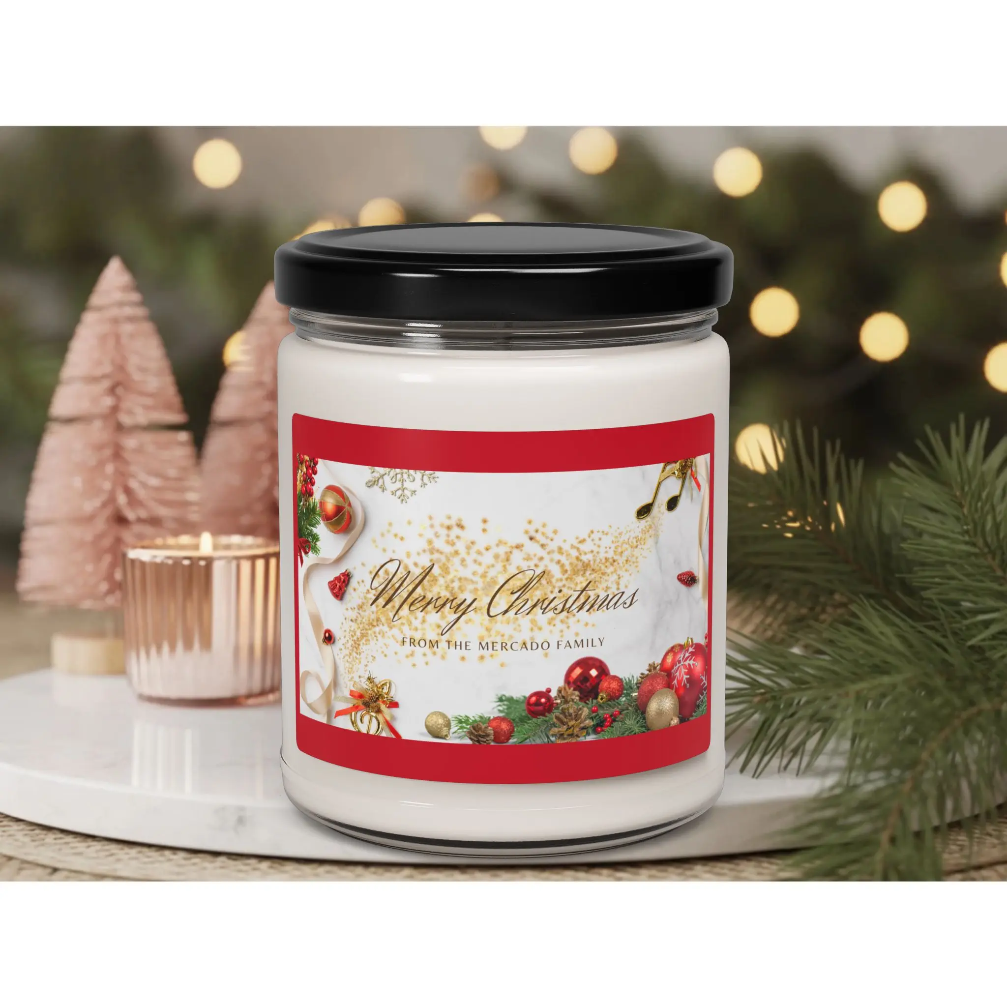 Christmas Scented Candle, Holiday Gift, Personalized Soy Candle, Festive Christmas Candle, Custom Christmas Candle