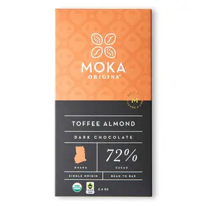 Moka Origins, Toffee Almond, Dark Chocolate, Bean-to-Bar, 2.4oz