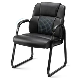 Waiting Room Chairs, Leather Stationary Office Guest Chair, Padded Arms and Seld Base, for Reception Area Conference Room Lobby Home Bedroom