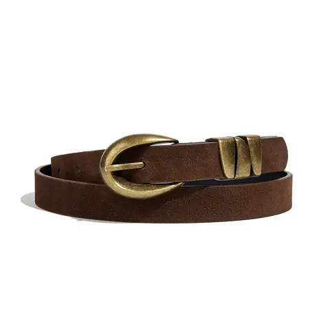 Vintage Coffee Color Women's Belt, Elegant Antique Copper Buckle, Plain Velvet Waistband, Belts for Dresses Jeans Sweaters Coats, Vintage Western Belt, Stylish Belts, Fashion Vintage Belts