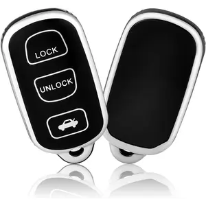 Key Fob Cover Soft TPU Car Key Case Protector for 2002-2006 Camry / 2002-2003 Solara Keyless Entry Remote, Silver Black