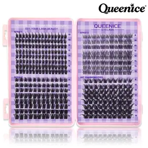 4 Styles Reusable Self Adhesive Lash Clusters D Curl Manga Lashes Wet Look 3D Anime Eyelashes with Glue Tweezers Brush DIY Lash Extension Kit for Beginners Music Festival Party Wedding Daily Use DIY False Eyelashes
