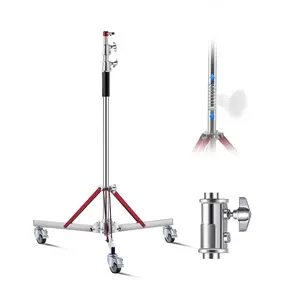 VEVOR Heavy Duty Light Stand with Casters, Max Height 10.5 ft/320 cm, Adjustable Tripod Stand with Stainless Steel, Photography Wheeled Base Stand, for Studio Softbox, Monolight, Reflector Shooting