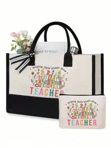 Teacher Gift Set, Large Capacity Tote Bag, Foldable Shopping Bag, Reusable Shoulder Bag, Elegant All-Season Tote, Perfect Teacher Appreciation Gift