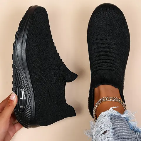 Women's Large Size Casual Sneakers, Lightweight Breathable, Fashion Round Toe Flatforms, Medium Width, Spring & Fall, Casual Runner Shoes