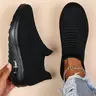 Women's Large Size Casual Sneakers, Lightweight Breathable, Fashion Round Toe Flatforms, Medium Width, Spring & Fall, Casual Runner Shoes