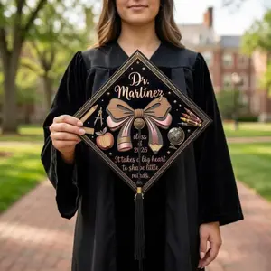 Dr Graduate Cap Topper, Custom Teacher PhD Grad Cap Decor, Elegant Pencil Bow Cap Cover, Doctorate Graduation Gift, Class of 2026 Topper