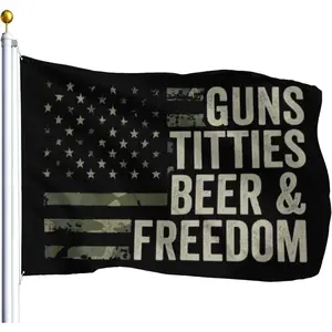 3x5 Feet Guns Titties Beer & Freedom House Flag for Patriotic Display