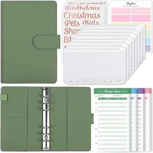 Budget Binder with 8pcs Zipper Envelopes,Money Organizer for Cash with 12pcs Expense Sheets & 24 Rose Gold Sticky Labels