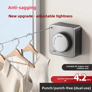 Indoor Ceiling Mounted Retractable Clothesline No Drilling Drying Rack for Bathroom Balcony Space Saving Flexible Laundry Hanger with Stainless Steel Wire Magic String Dryer Rope