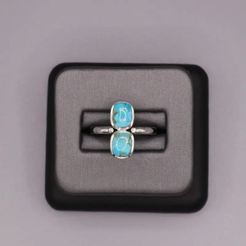 Sterling Silver Stone Ring - Turquoise Stack Sterling Silver Stone Ring - Turquoise Stack