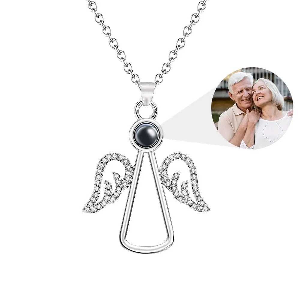 Personalized Photo Projection Angel Necklace