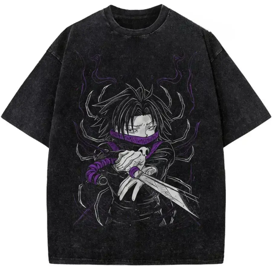 Feitan Vintage Graphic T-Shirt, Hunter X Hunter Shirt, Anime Shirt, Vintage T-Shirts Vintage Casual Top Unisex Couple T-shirts Retro Washed Cotton T-Shirt Cotton