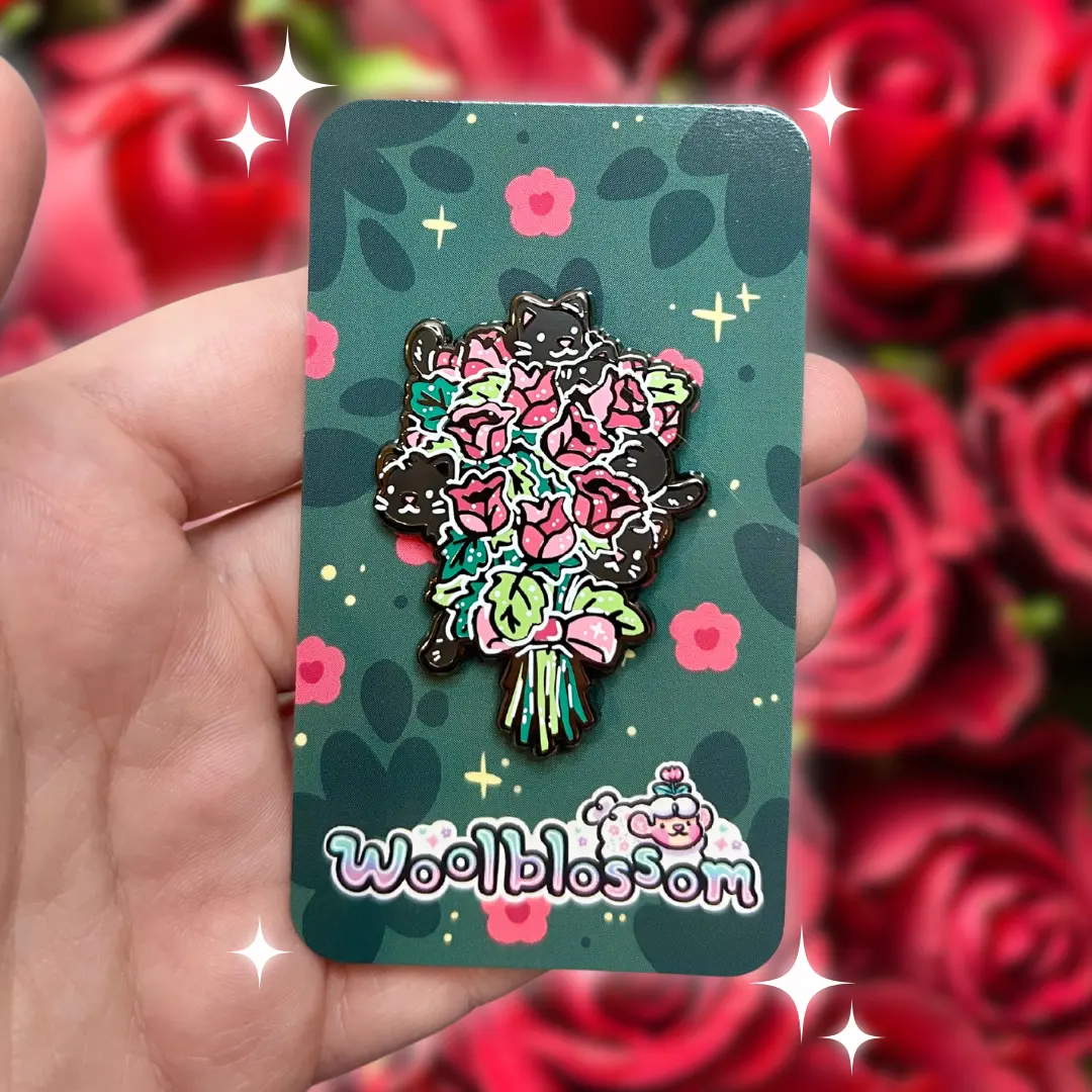 Rose Bouquet Cats ~ Enamel Pin
